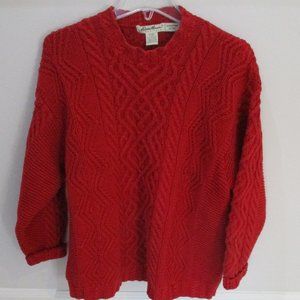 Ladies XL Eddie Bauer Cable Knit Pullover Sweater, Red